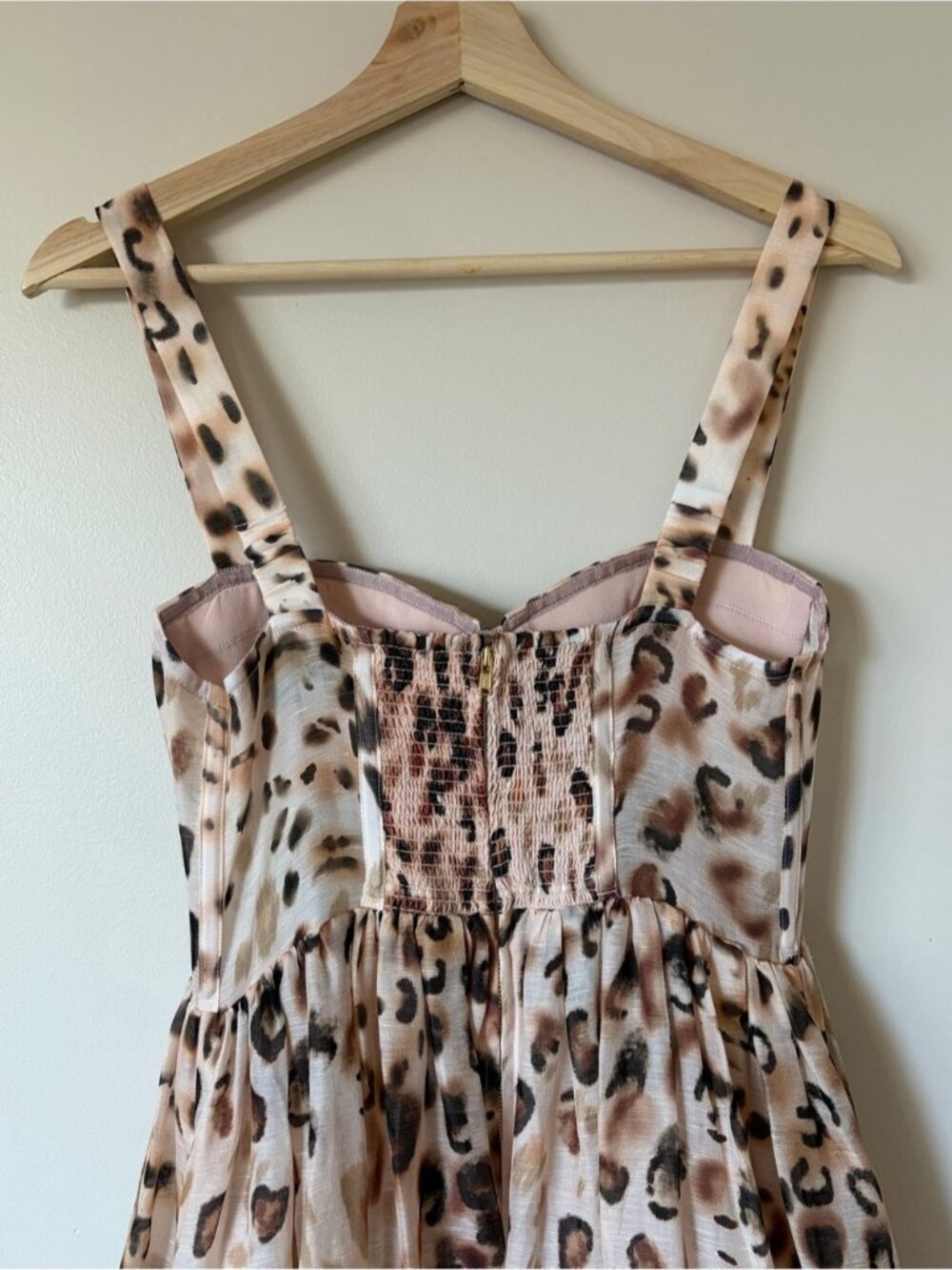 NEW CARA CARA Pheobe Midi Dress Bustier Cheetah Blush Brown Tan Cream US 6 UK 10 - Picture 9 of 16